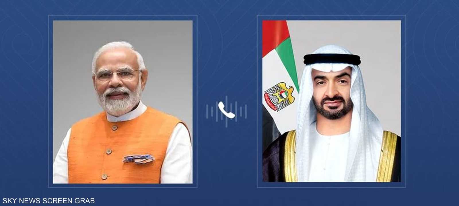 محمد بن زايد ورئيس وزراء الهند يبحثان هاتفيا تطورات المنطقة