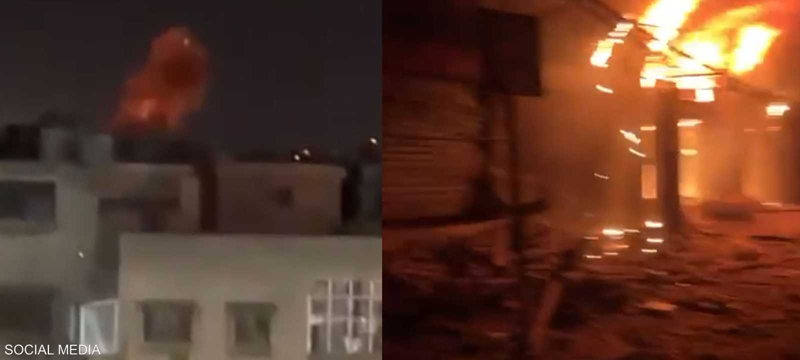 من الصور المتداولة للغارات الإسرائيلية السبت