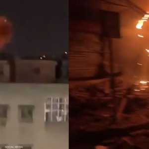 من الصور المتداولة للغارات الإسرائيلية السبت