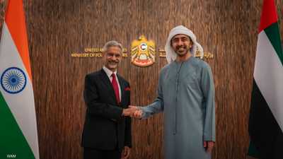 عبدالله بن زايد يستقبل وزير الشؤون الخارجية في الهند