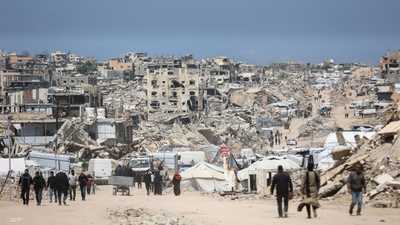 أنقاض المباني المدمرة في مخيم جباليا للاجئين شمال قطاع غزة