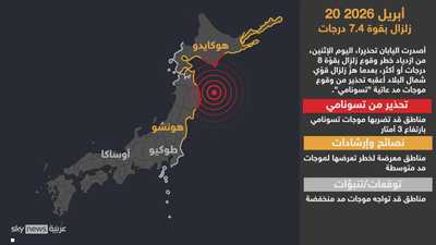 اليابان تصدر تحذيرا من زلزال "هائل" في شمال البلاد