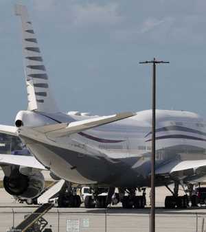 طائرة بوينغ 747-8 قطرية بالولايات المتحدة
