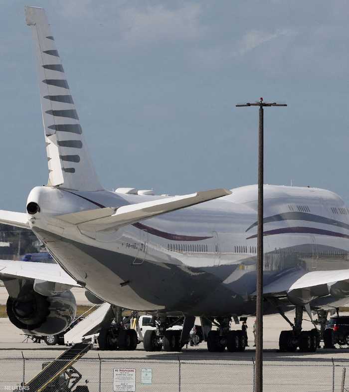 طائرة بوينغ 747-8 قطرية بالولايات المتحدة