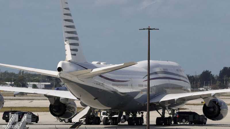 طائرة بوينغ 747-8 قطرية بالولايات المتحدة