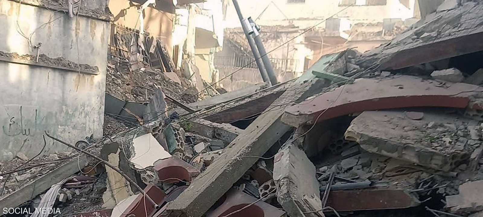 صورة متداولة للمركز الذي تعرض لغارة إسرائيلية
