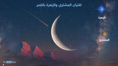 الليلة.. هلال القمر يلتقي كوكبي الزهرة والمشتري