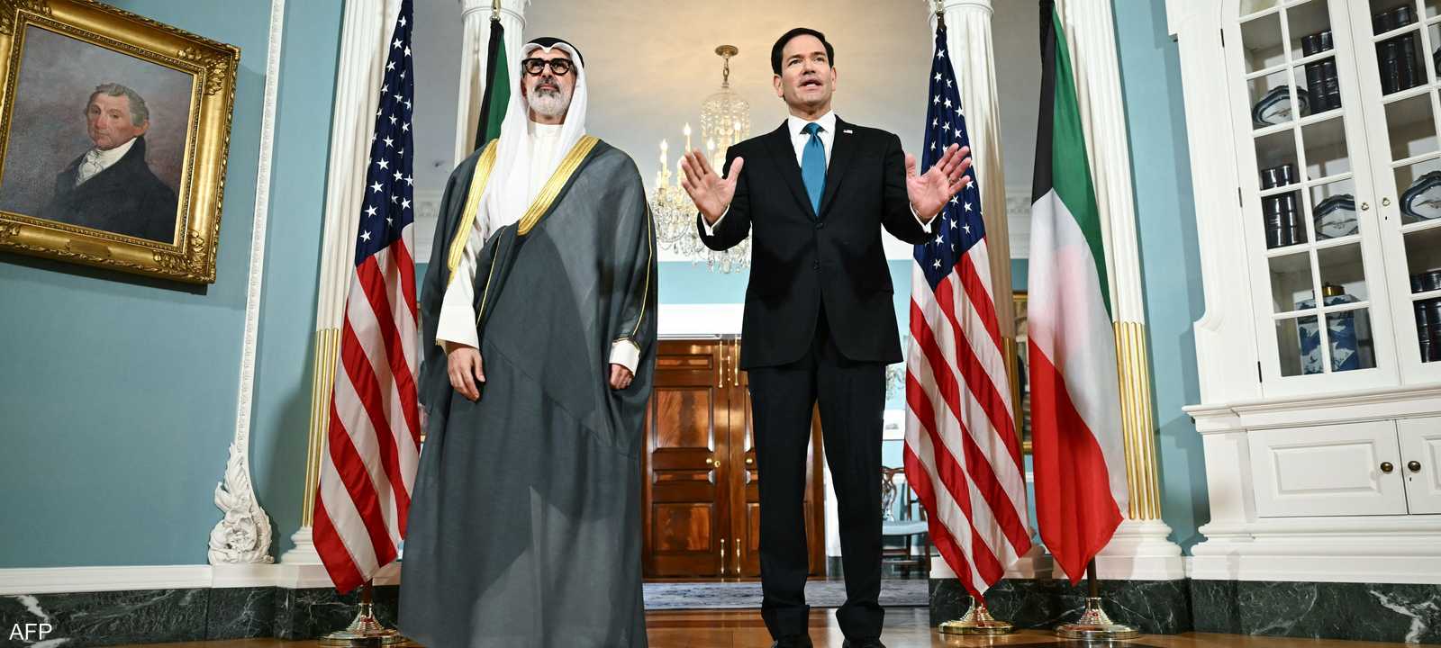 ماركو روبيو خلال لقائه الشيخ جراح جابر الأحمد الصباح