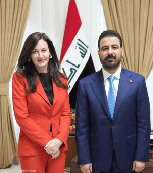 هادلي غامبل ورئيس الوزراء العراقي علي الزيدي
