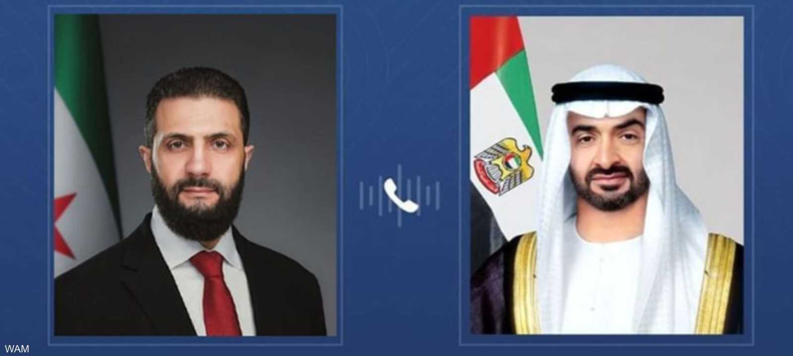رئيس الإمارات يتلقى اتصالا هاتفيا من الرئيس السوري