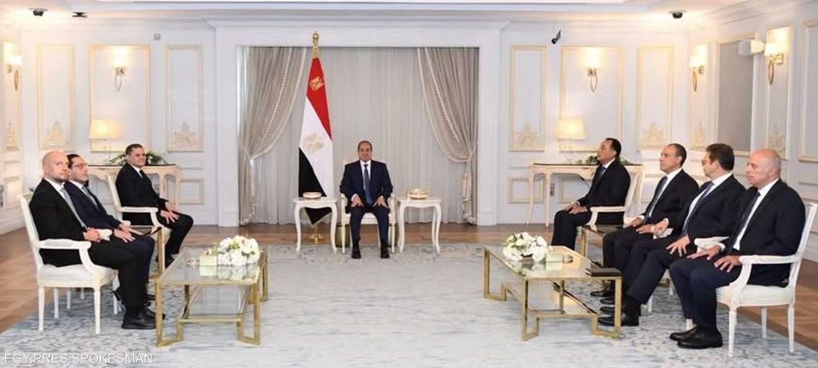 السيسي خلال استقباله الدبيبة