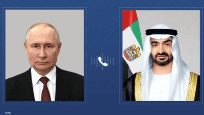 محمد بن زايد وبوتين يبحثان التطورات الإقليمية والدولية