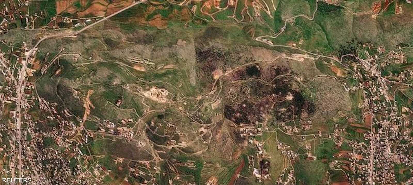 صورة بالقمر الصناعي تعرض أضرارا في تلة علي الطاهر
