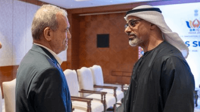 ولي عهد أبوظبي ورئيس إيران يبحثان خفض التصعيد في المنطقة