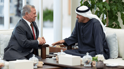 رئيس الإمارات وملك الأردن يبحثان العلاقات والقضايا الإقليمية
