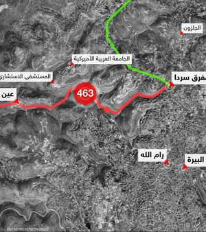 المستوطنون يطالبون بفتح الطريق 463 في محيط رام الله