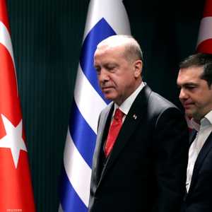 تسيبراس وأردوغان بعد انتهاء المؤتمر الصحفي المشترك بأنقرة