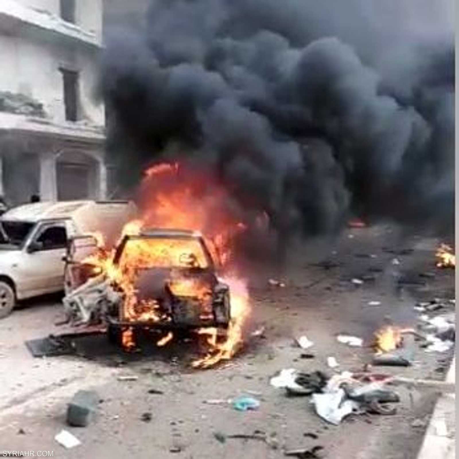 موقع انفجار السيارة المفخخة في عفرين شمالي سوريا