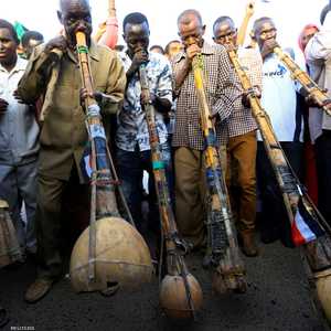 جانب من الاحتجاجات أمام وزارة الدفاع في الخرطوم