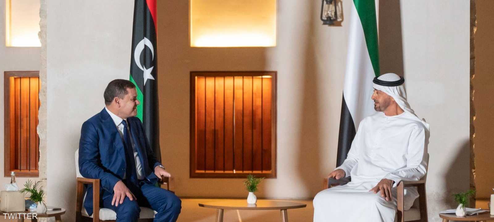 جانب من لقاء الشيخ محمد بن زايد مع عبد الحميد دبيبة