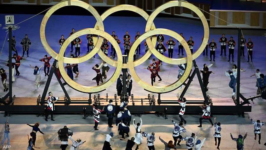الحلقات الأولمبية خلال الافتتاح