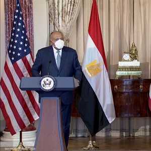 وزيرا خارجية الولايات المتحدة ومصر في مؤتمر صحفي بواشنطن
