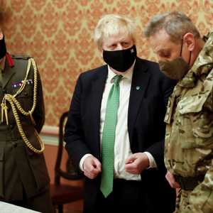 بوريس جونسون خلال زيارته لكييف