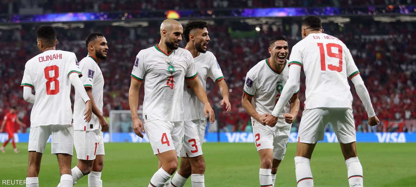 فرحة لاعبي المنتخب المغربي