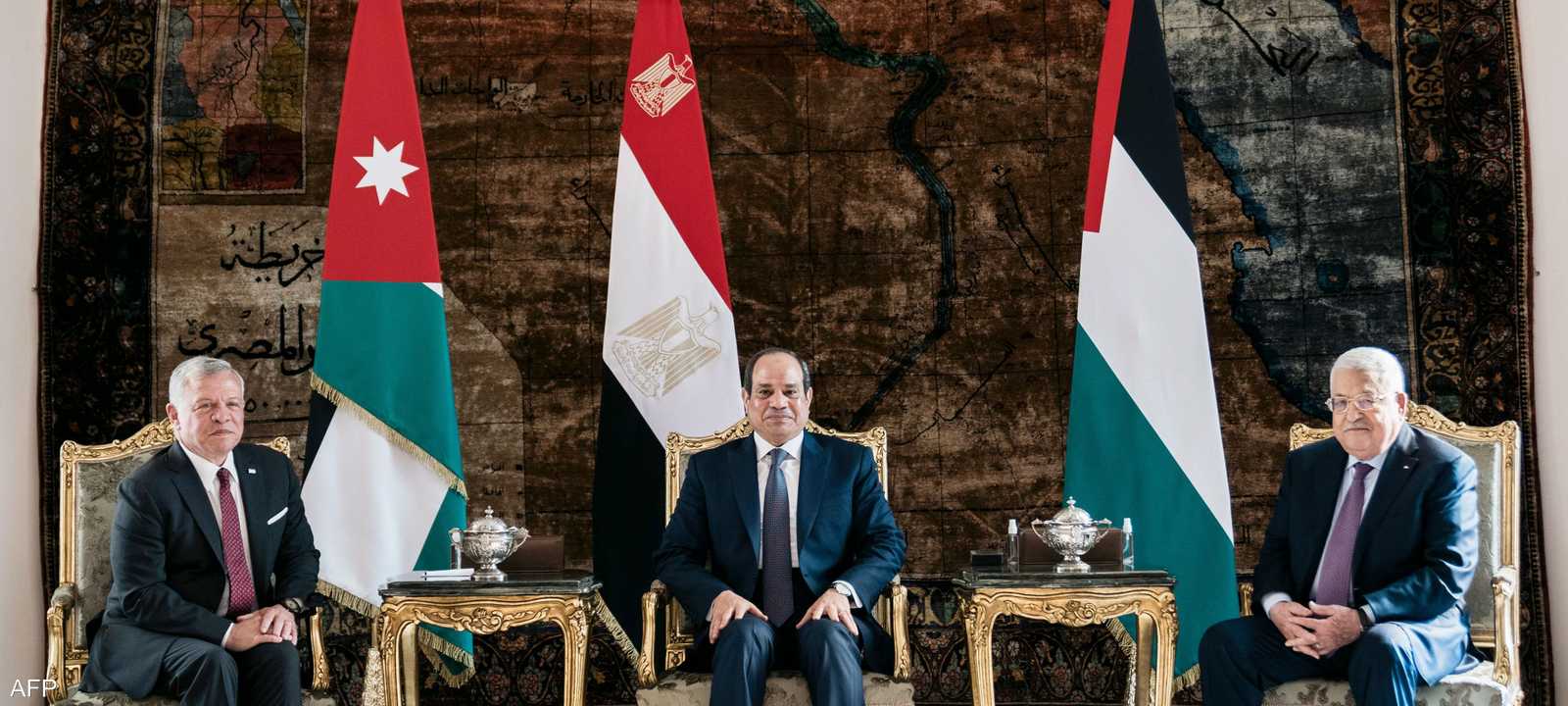 السيسي وعبد الله الثاني وعباس في قمة سابقة