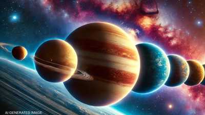 رسم تعبيري فني لاصطفاف كواكب