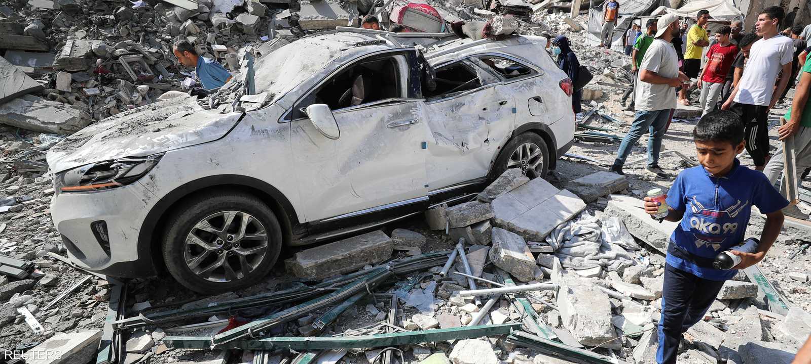 من آثار القصف الإسرائيلي على موقع في غزة.. أرشيفية